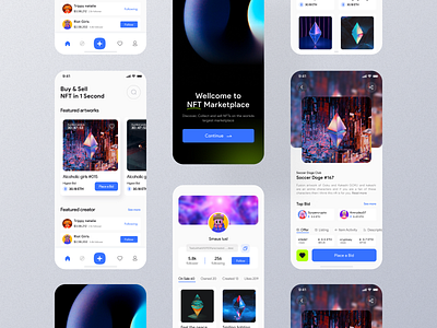 NFT App 2022 app design app ui design application clean crypto cryptocurrency ethereum fintech interface light mode marketplace minimal nft nft app trendy ui ui design uiux