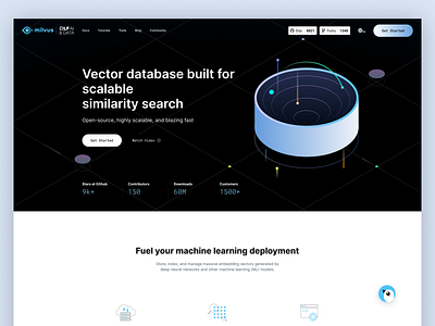 Milvus - Landing page design design ui website