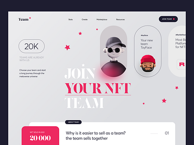 Team NFT - Webflow website calloborate crypto cryptocurrency cuberto design figma halo lab nft shopify ui ux web design webflow website wordpress