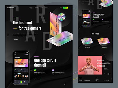 Player Card - The first card for true gamers (Landing page) app bank banking card concept credit credit card dark mode design expenses fintech gamer landing landing page mobile money netguru product design subscription ui