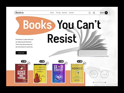 Book.io - Book shop Landing Page book book app e commerce ebook fawaz figma homepage landing page library minimal mockup online book store online shop popular reading shop store ui web web design