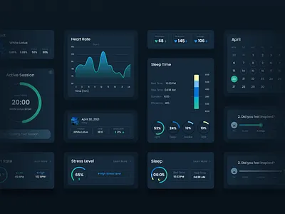 WayofLeaf App UI KIT app app design application case study design health heart rate sleep stress timer tracker ui ui kit web