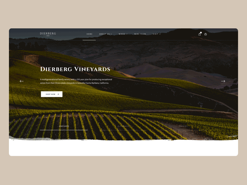 Website and eCommerce Design for a Winery agency animation clean design ecommerce figma homepage landing page navigation photoshop ui ux vineyard web design wine winery