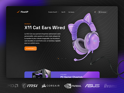 FlowUP | Custom Slider belgium dark darkmode design gaming glassmorphism headphones odoo pc ui ux web website