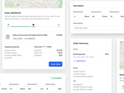 Delivery Components cards clean component components delivery design design system interface kit minimal modern shipping simple system ui ui design ui kit ux ux design