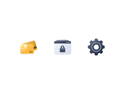 System icons set - Random #2 browser card gear icondesign iconography icons minimal payment privacy skeuomorphism tool