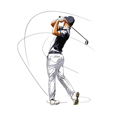 Golf player, sports vector illustration action active athlete design drawing golf golfer illustration isolated man people person player sport sports vector