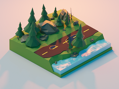 Nature walk 3d blender illustration lighting polygonrunway