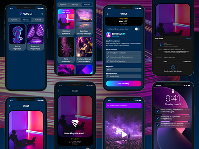 VAULT - IAP apple pay blockchain clean creators google pay music photos product product design purple simple solana ui ui design ux ux design vault video web3 wireframes