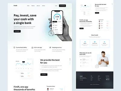 Fintifi | Fintech app Landing Page app landing page banking crypto designer digital bank finance finance website fintech fintech app home page landing page payment product design startup ui uiux web design website