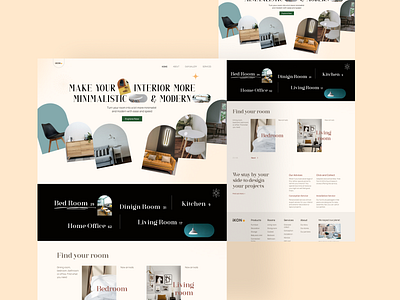 Interior Design - Landing Page 3d design furniture furnitureui graphic design landingpage minimal minimalfurniture orange ui uidesign uiux ux website yellow