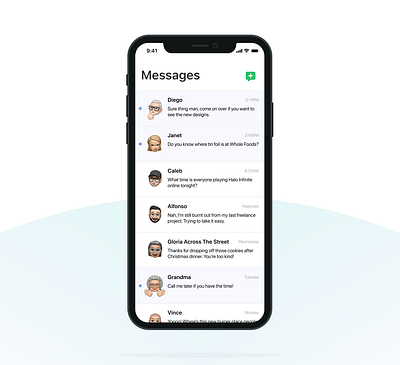 Messaging - Contacts app chat contacts emoji ios iphone list messages messaging people ui users