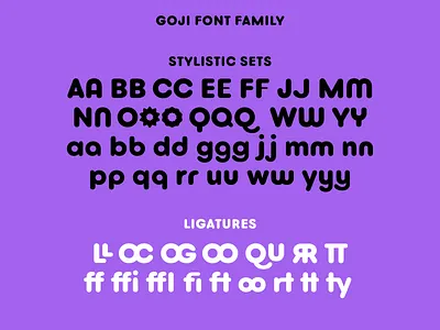 BH Goji typeface: Font family with stylistic sets & ligatures font ligatures rounded stylistic sets typeface