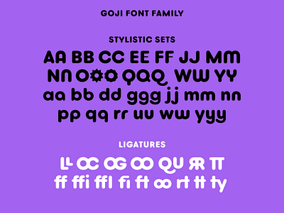 BH Goji typeface: Font family with stylistic sets & ligatures font ligatures rounded stylistic sets typeface