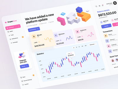 Crypto Trading Dashboard bitcoin concept crypto crypto wallet dashboard design ethereum finance finances financial financial app fintech interface service trading trading app ui ui visual design ux