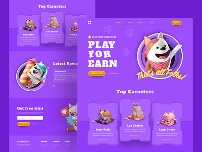 NFT Game Landing Page - Website Design 3d 3d game caracter colorful crypto crypto ui cryptocurrency game game landingpage graphics design homepage design illustration landing page nft nft game opensea template ui desugn web design website