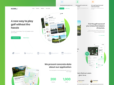 Holeswing Landing Page animation app branding clean design golf app holeswing landing page leaderboard live score match minimal mobile navigation score scoreapp ui ux web design website