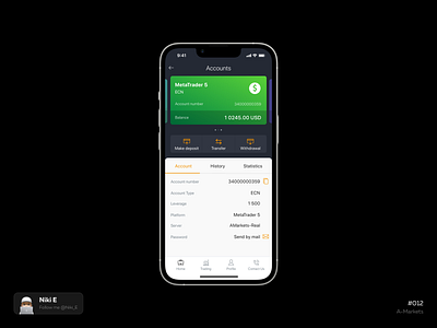 A-Markets binance card design design app finance finance app finance design finance market market mobile app money niki e personal info ui ux