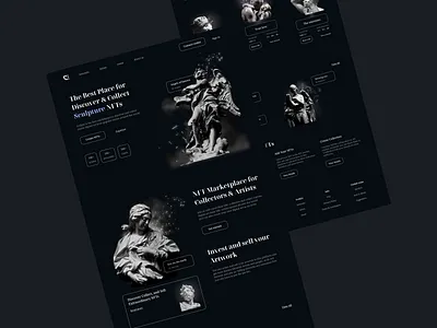 Sculpture NFT Landing Page blockchain crypto crypto art crypto landing page crypto website cryptocurrency nft nft collection nft marketplace ui uiux ux web design