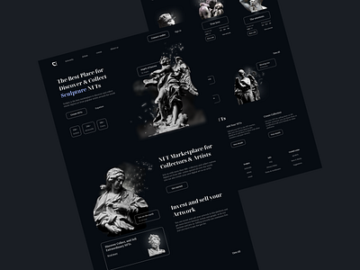 Sculpture NFT Landing Page blockchain crypto crypto art crypto landing page crypto website cryptocurrency nft nft collection nft marketplace ui uiux ux web design