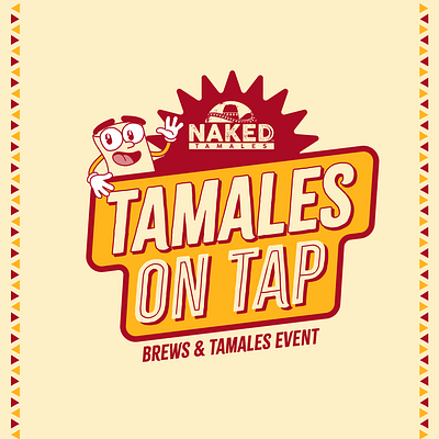 Naked Tamales - Tamales On Tap Event eat event flyer food mascot red retro social tamale tamales vintage