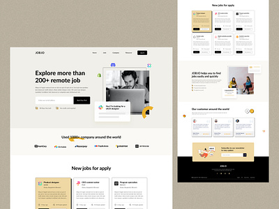 UI Design : Job Seeker Website Landing Page banner branding career hiring job job board job circular job finder job hunt job portal job search job seeker job seeker website landing page design minimal ui uiux design web design