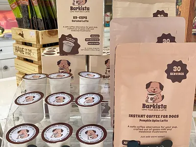 Animal pet dog coffee branding, pouch packaging design cute