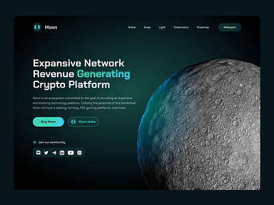 Moon landing page app coin crypto design desktop illustration landing landing page logo market moon space ui ui design uidesign web