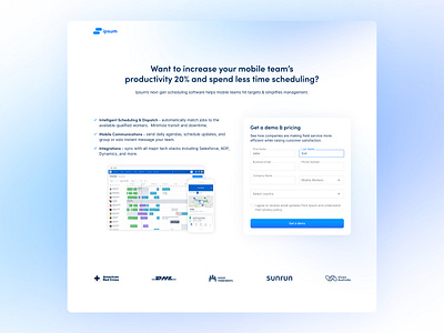 Get a demo page blue book demo form get gradient logo page request text field text fields ui ux