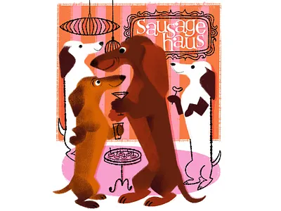 House of Sausage character character design dachshund design digital digitalart drawing flat graphic design illustration retro sausage dogs texture vintage