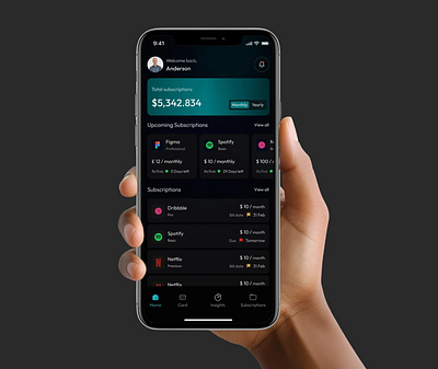 Subscription Manager Application app design bills payment design fintech fintech app fintech design interface mobile app mobile application payment product design subscribe subscription subscription app subscription manager ui uiux ux