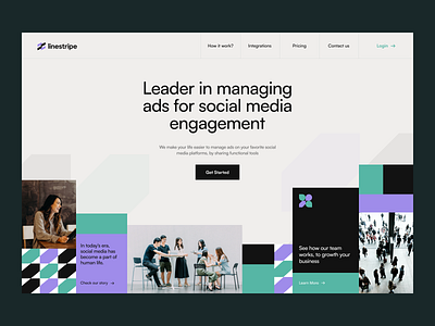 Ads Manager - SaaS Landing Page ads black engagement green landing page people purple retro saas social media ui user interface ux webdesign website