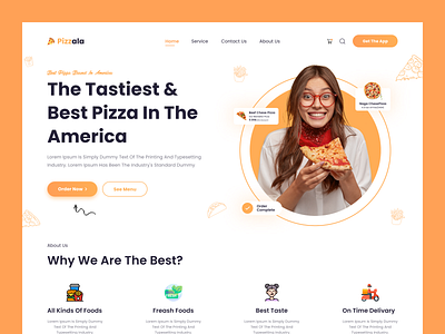 Pizza Website Header burger cheese eat eating fast food food food delivery hero section homepage landing page pizza pizza website resturent slice ui web design website