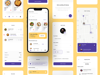 Fudys - Food Delivery Apps UI Kit cleandesign delivery app food food app food delivery service food order minimal mobile app templates ui ui kit uidesign uiux uxdesign