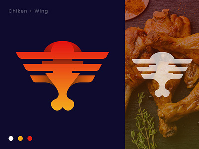 Chiken + Wing , Modern logo bird branding chef logo chiken color colorful logo creative logo food logo gradient illustration logo logo design logo designer mark minimalist logo modern logo simple symbol unique logo wing