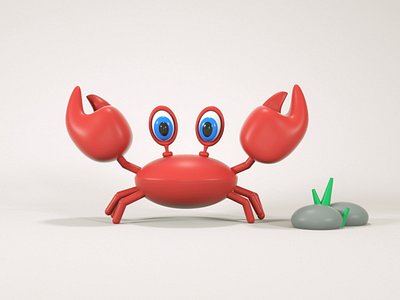 Crab's Animation 3d 3d design 3d designer animation art beach cinema 4d crab design eyes fish graphic design green illustration leg ocean red sea stone swim