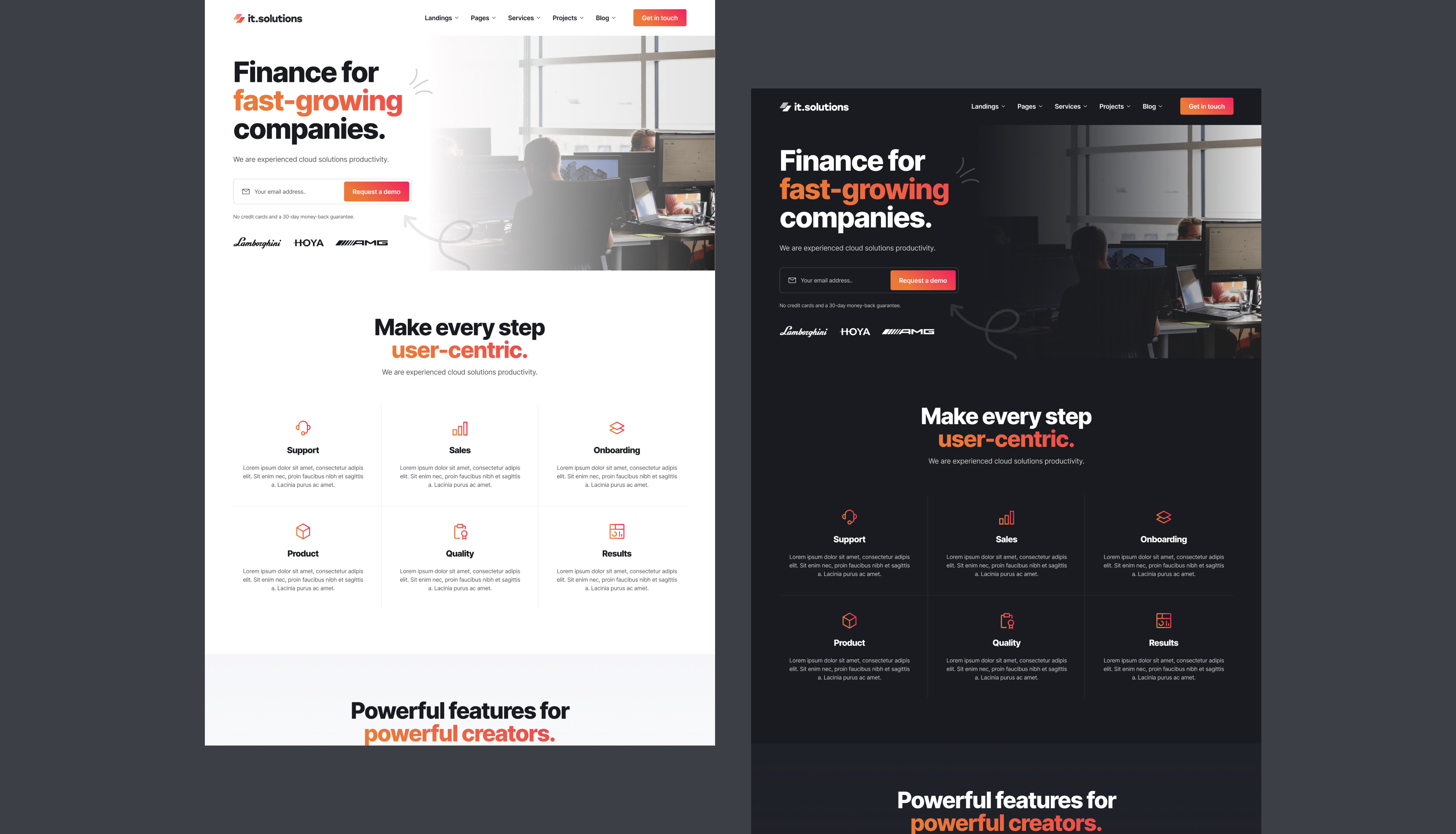 Finance landing page for IT Solutions Website Template design digital agency figma finance fintech html html5 it agency it finance it solutions landing landing page muti purpose onepage template ui ux web design website wordpress