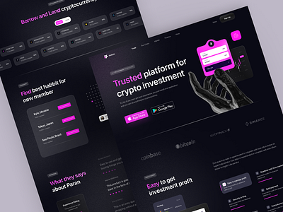 Paran - Trusted platform cryptocurrency apps apps design binance bitcoin blockchain coin crypto cryptocurrency dark exchange investment landingpage minimal solana trading ui usdt ux wallet website