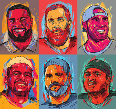 NFL Legends design flat illustrated portraits illustration illustrator nfl nfl players people portrait portrait illustration portrait illustrations portrait illustrator procreate