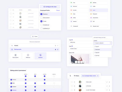 Strapi Product illustrations app cms content design editor features headless illustration kevincdnc page product simplified strapi system table ui web website