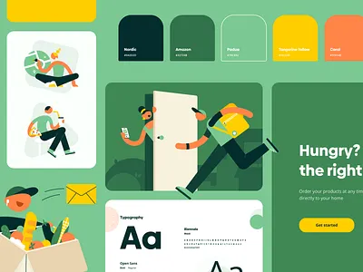 Yummy - food delivery service concept branding characters design flat food delivery food service graphic illustration interface ui web design yummy