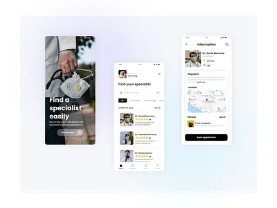 Mobile app to find a doctor app design desin doctolib doctor mobile app startup ui ux wow effect