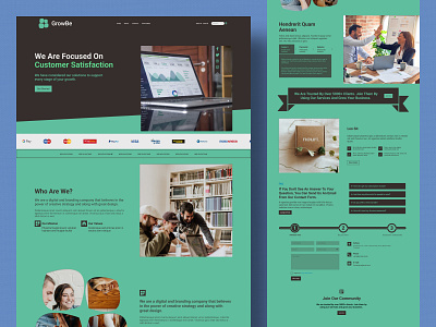 GrowBe blue brown creative design devoloper figma green landing page ui ux wordpress work injury