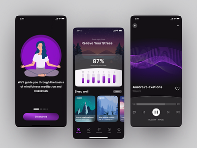 Kalm - Meditation and Sleep Mobile App android asmr audio breathwork design focus ios meditation mobile app music relax relaxation sleep sounds theraphy ui ui ux uidesign uiux yoga