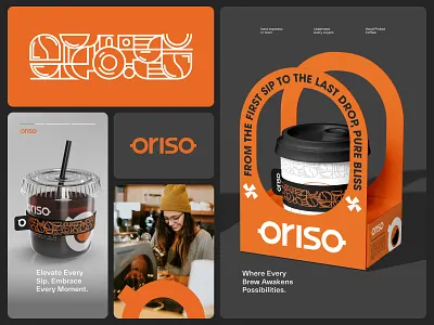 Oriso - Original Espresso ☕ aesthetic beverage branding brewery coffee coffee brand espresso foods graphic design logo modern packaging pattern