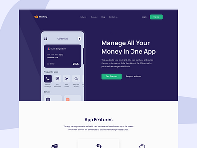 Personal Finance App Landing Page design finance finance app landing page finance landing page finance website finance website ui financial app website ui ui design user interface design ux design web design website design