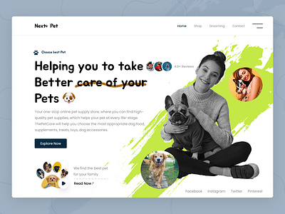 Nextpet - Dog Care Web Design animal animal health design dog care dogs figma illustration landing page logo pet pet care ui ux veterinary web web design web page website