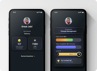 User Levels app design e learning game medals mobile points progress responsive ui ux