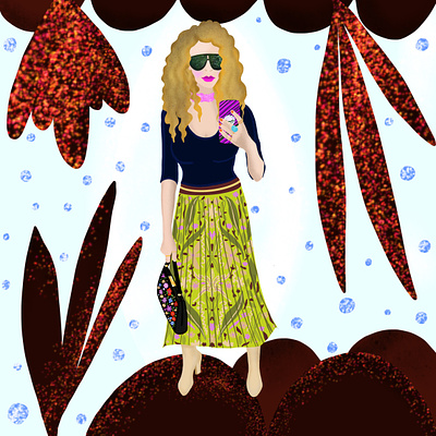 Selfie on colors design fashion flat illustration illustration procreate