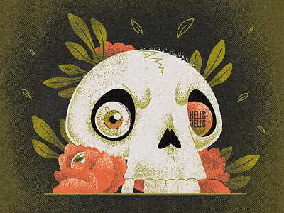 Eye Ball - Fright Fall Drawing Challenge daily illustration death drawing challenge eye ball flowers fright fall gritty grumpy halftone halloween hellsjells illustration peonies peony scary skull texture textured illustration